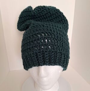 Beanie Slouchy Cap XL Dark Green Hat